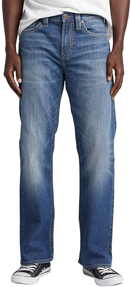 Calça jeans masculina stretch Craig Easy Bootcut Fit da Silver Jeans Co., azul, tamanho 40x30