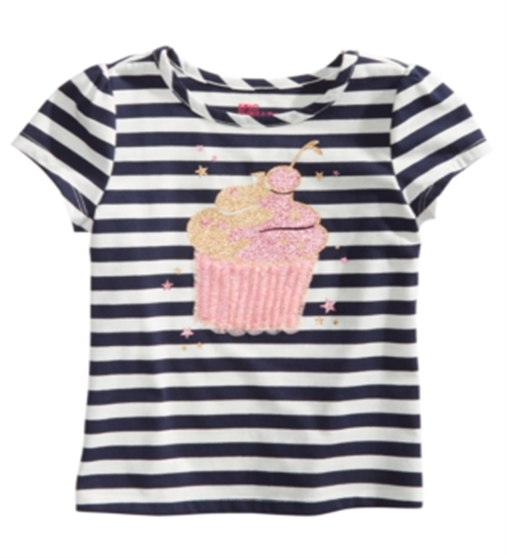 Camiseta listrada infantil Epic Threads para meninas com estampa de cupcake, tamanho 2, branca