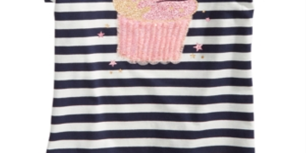 Camiseta listrada infantil Epic Threads para meninas com estampa de cupcake, tamanho 2, branca