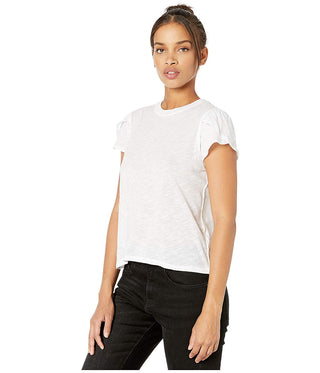 Camiseta feminina Free People de manga curta com gola redonda e estampa de joias, tamanho pequeno, branca