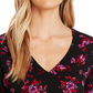 Blusa CeCe Feminina com Decote em V e Estampa Floral, Preta, Tamanho M