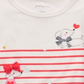 Camiseta listrada com estampa de cachorro First Impressions para bebê menina, branca, tamanho 6-9 M