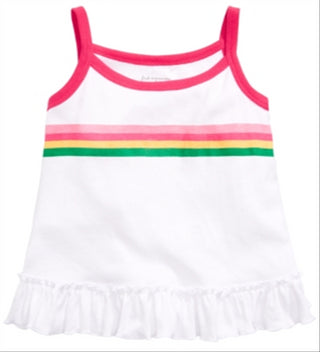 Blusa listrada infantil First Impressions para bebê menina, branca, tamanho 18 M
