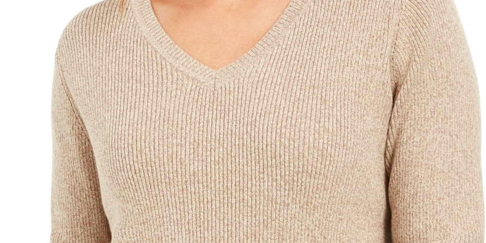 Karen Scott Suéter Feminino Manga Longa Gola V Marrom Tamanho Grande