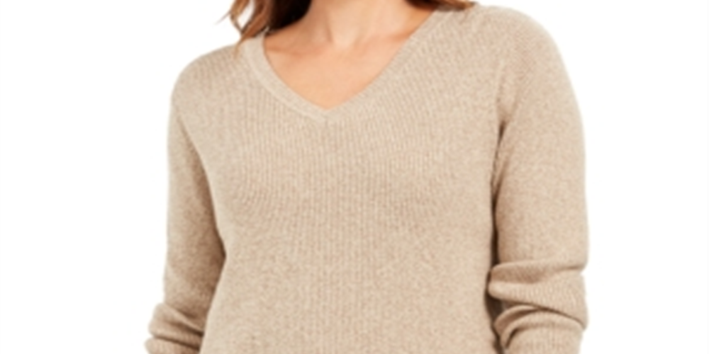Karen Scott Suéter Feminino Manga Longa Gola V Marrom Tamanho Grande