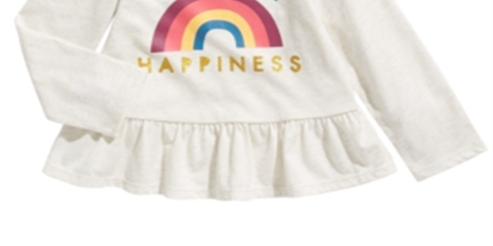 Camiseta Peplum Felicidade para Meninas First Impressions, Cinza, Tamanho 2T