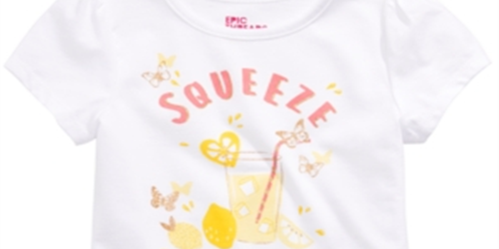 Camiseta infantil Epic Threads Squeeze the Day para meninas, branca, tamanho 5