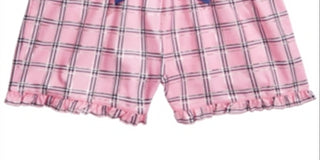 Pijama curto xadrez infantil Max &amp; Olivia Little &amp; Big Girl, rosa, tamanho M 7/8
