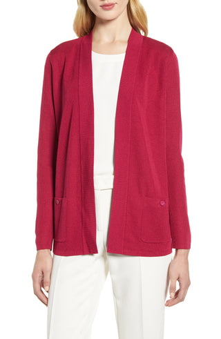 Cardigan feminino Anne Klein Malibu com frente aberta, rosa, tamanho pequeno