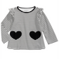 Túnica de algodão listrada com corações para meninas First Impressions, preta, tamanho 4 T