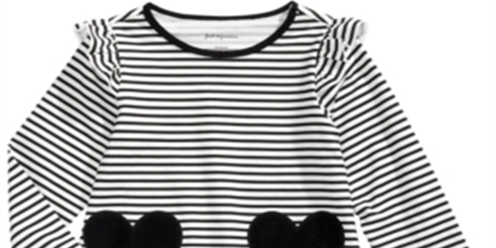 Túnica de algodão listrada com corações para meninas First Impressions, preta, tamanho 4 T