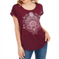 Camiseta feminina com estampa de lótus estilo &amp; co, roxa, tamanho pequeno e pequeno