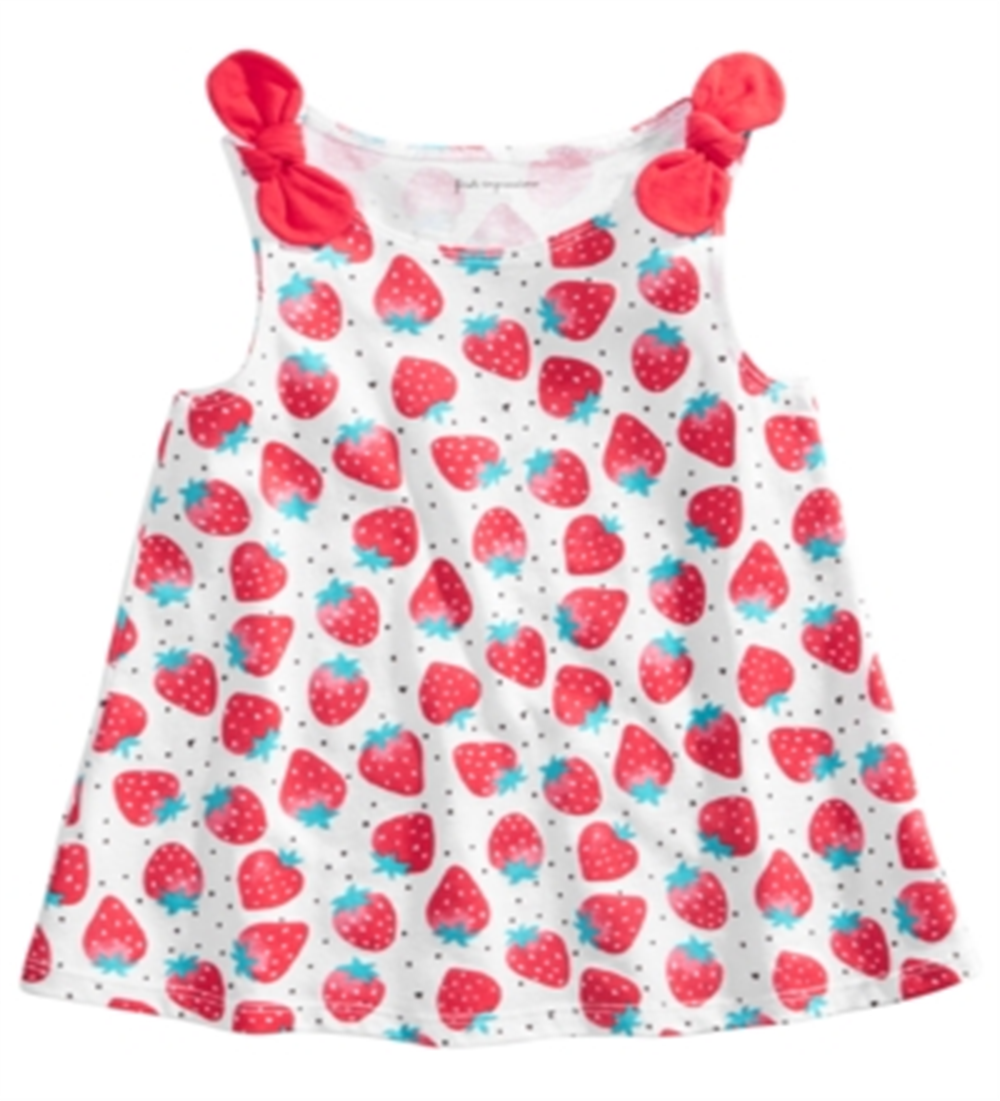 Túnica de algodão com estampa de morango para bebê First Impressions, branca, tamanho 3-6 meses