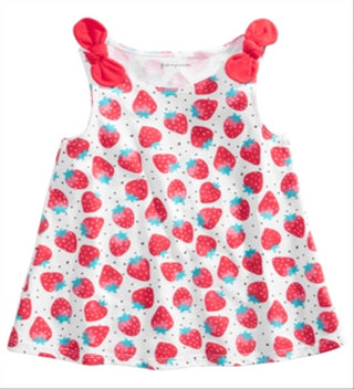 Túnica de algodão com estampa de morango para bebê First Impressions, branca, tamanho 3-6 meses