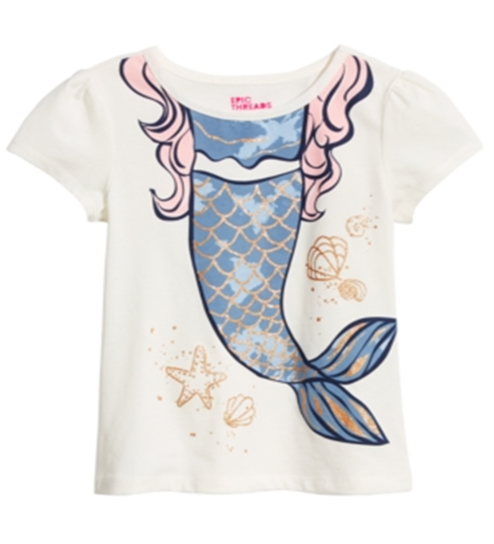 Camiseta infantil feminina com estampa de sereia e manga curta, tamanho 3T, da Epic Threads