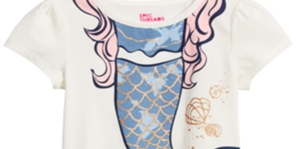 Camiseta infantil feminina com estampa de sereia e manga curta, tamanho 3T, da Epic Threads