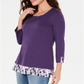 Blusa feminina Karen Scott com estampa em camadas, lisa e xadrez, roxa, tamanho G