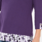 Blusa feminina Karen Scott com estampa em camadas, lisa e xadrez, roxa, tamanho G