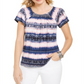 Blusa feminina estilo tie-dye com estampa império, azul, tamanho P