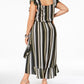 Vestido longo listrado plus size Monteau feminino, com babados, comprimento alto e baixo, verde, tamanho 2X