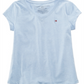 Camiseta Tommy Hilfiger Big Girl de algodão com gola V, azul, tamanho P