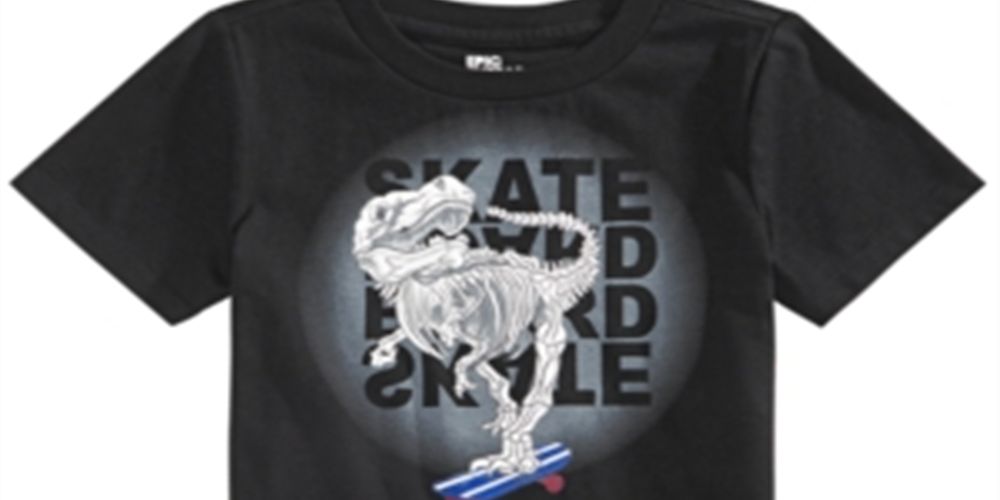 Camiseta infantil Epic Threads Skeleton Skate preta tamanho 6