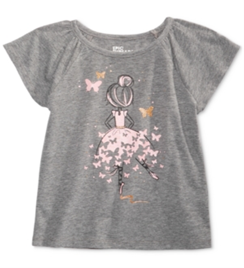 Camiseta bailarina infantil Epic Threads para meninas, cinza, tamanho 3T/3
