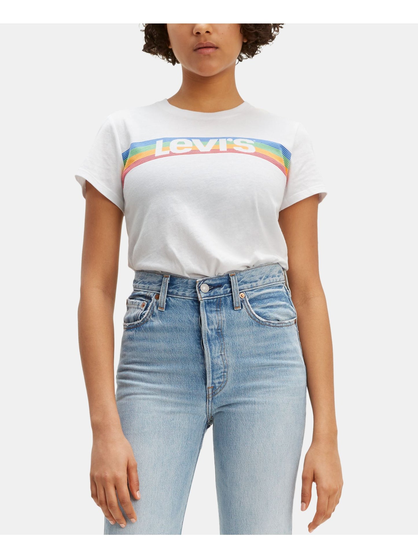 Camiseta feminina Levi's de manga curta e gola redonda, branca, tamanho grande