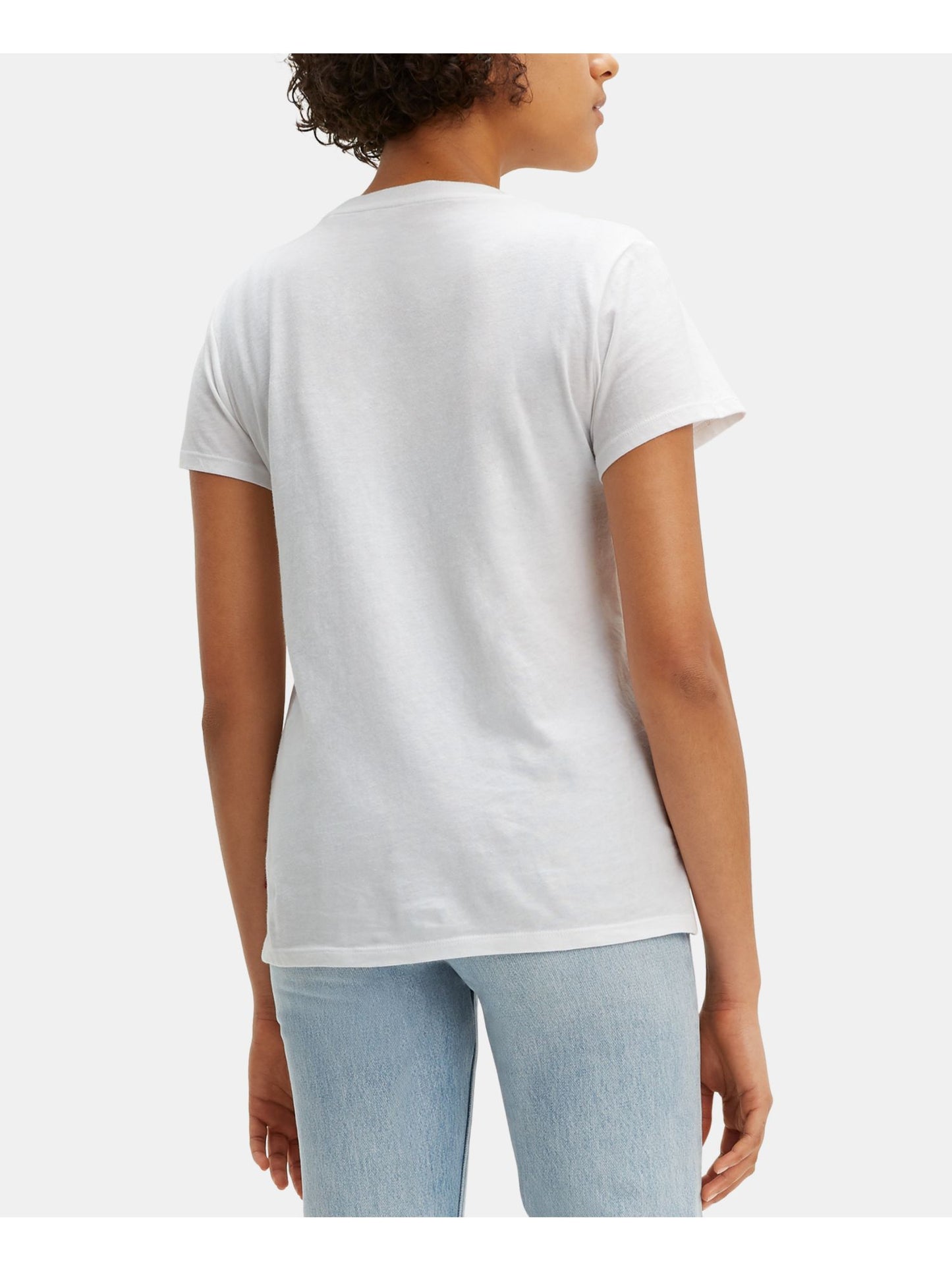 Camiseta feminina Levi's de manga curta e gola redonda, branca, tamanho grande