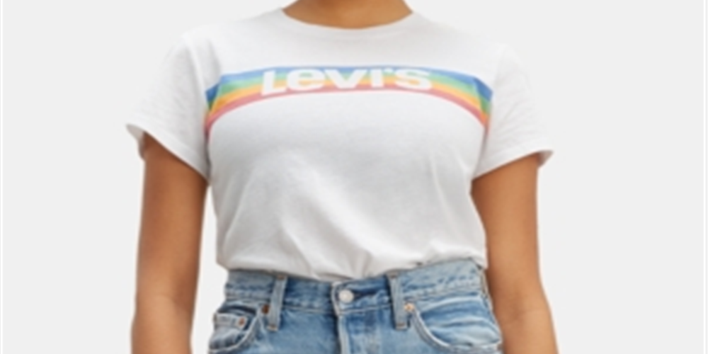 Camiseta feminina Levi's de manga curta e gola redonda, branca, tamanho grande