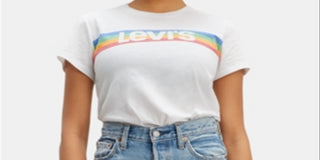 Levi's Women's Short Sleeve Crew Neck T-Shirt Top White Size Large