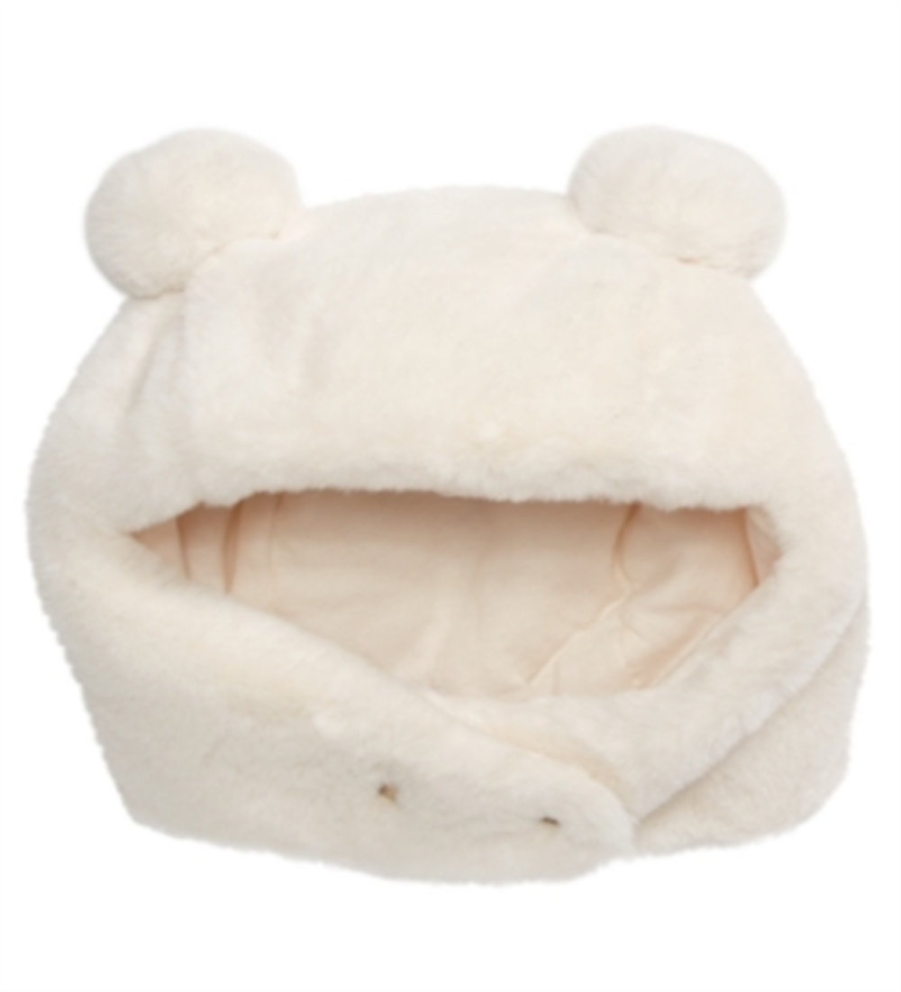 First Impressions Chapéu de pompom de pele sintética para meninos e meninas, tamanho branco, 6 a 12