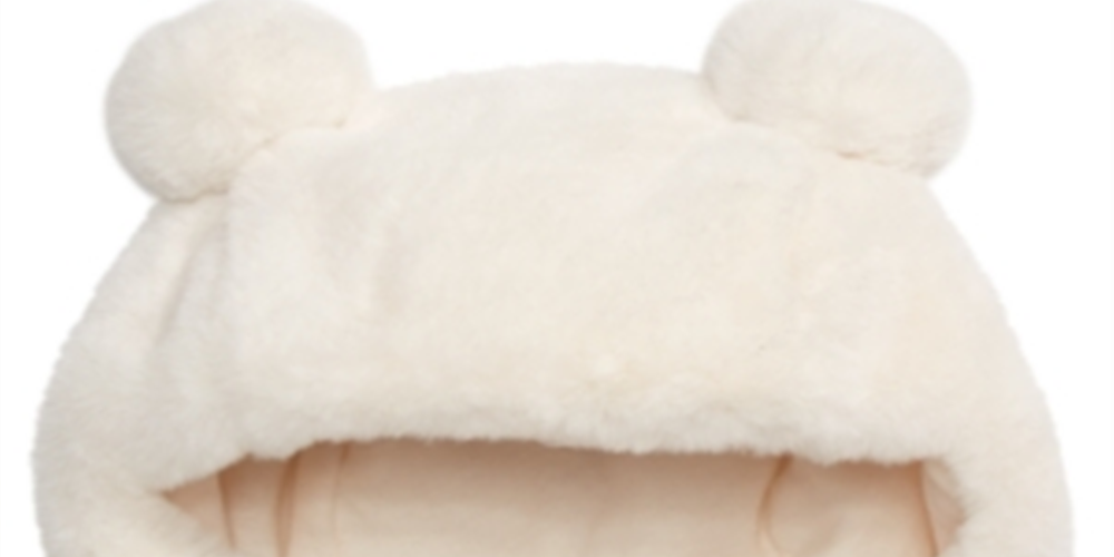 First Impressions Chapéu de pompom de pele sintética para meninos e meninas, tamanho branco, 6 a 12
