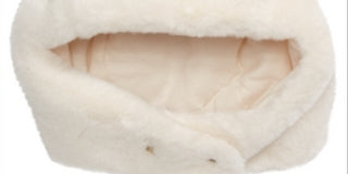 First Impressions Chapéu de pompom de pele sintética para meninos e meninas, tamanho branco, 6 a 12