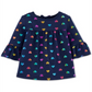 Blusa Carter's Infantil de Algodão com Manga Sino e Estampa de Coração, Azul Marinho, Tamanho 4T