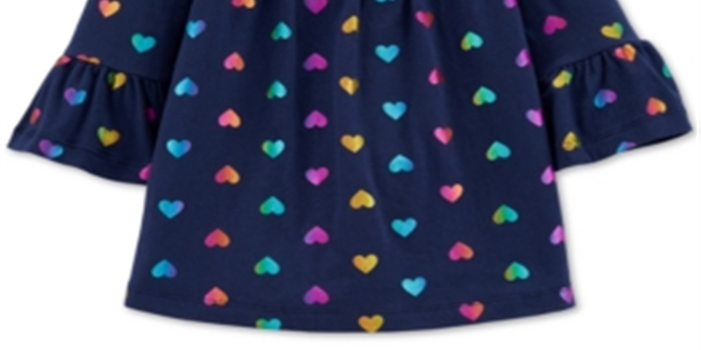 Blusa Carter's Infantil de Algodão com Manga Sino e Estampa de Coração, Azul Marinho, Tamanho 4T