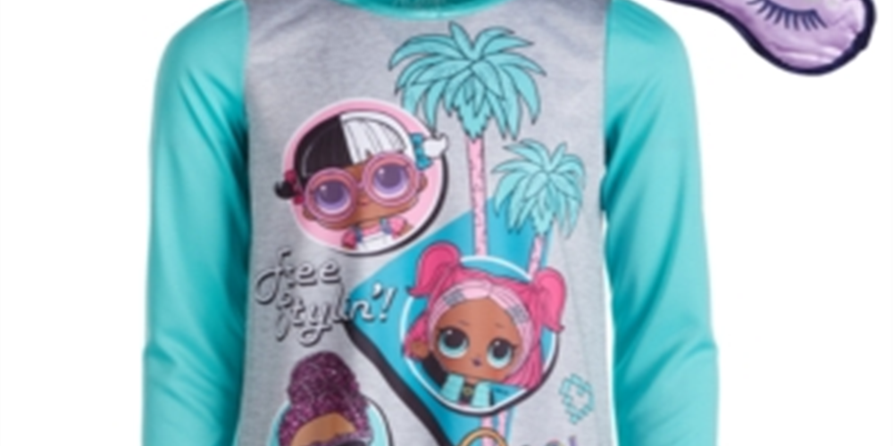 Conjunto de camisola e máscara de dormir Lol Surprise 2 peças Ame Little &amp; Big Girl, tamanho 8, azul