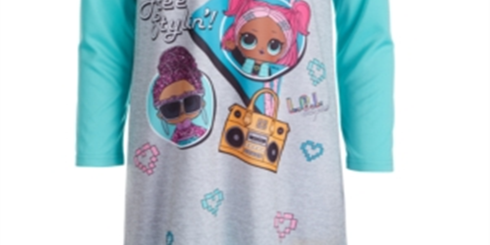 Conjunto de camisola e máscara de dormir Lol Surprise 2 peças Ame Little &amp; Big Girl, tamanho 8, azul