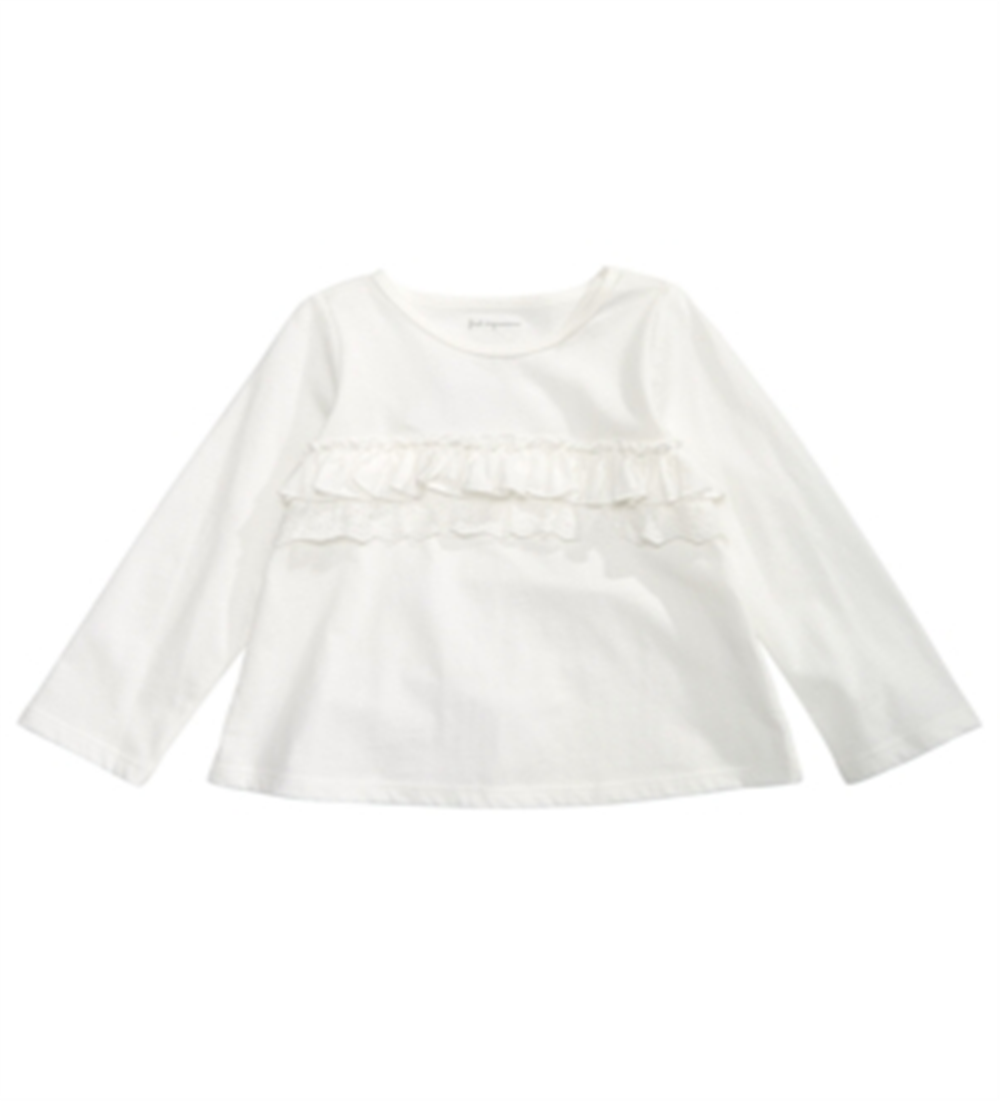 Camiseta de algodão com babados First Impressions para bebê menina, branca, tamanho 3-6 meses