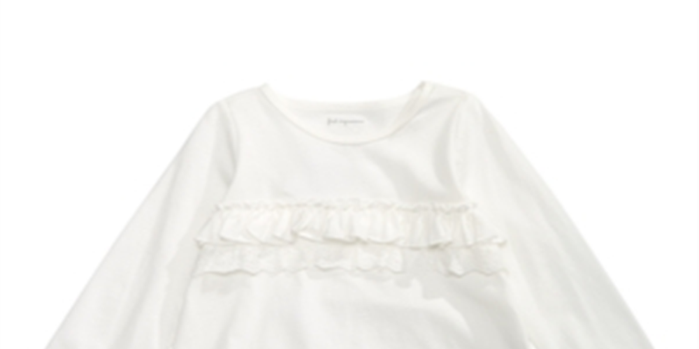 Camiseta de algodão com babados First Impressions para bebê menina, branca, tamanho 3-6 meses