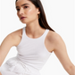 Blusa feminina com decote redondo e recorte INC International Concepts, branca, tamanho grande