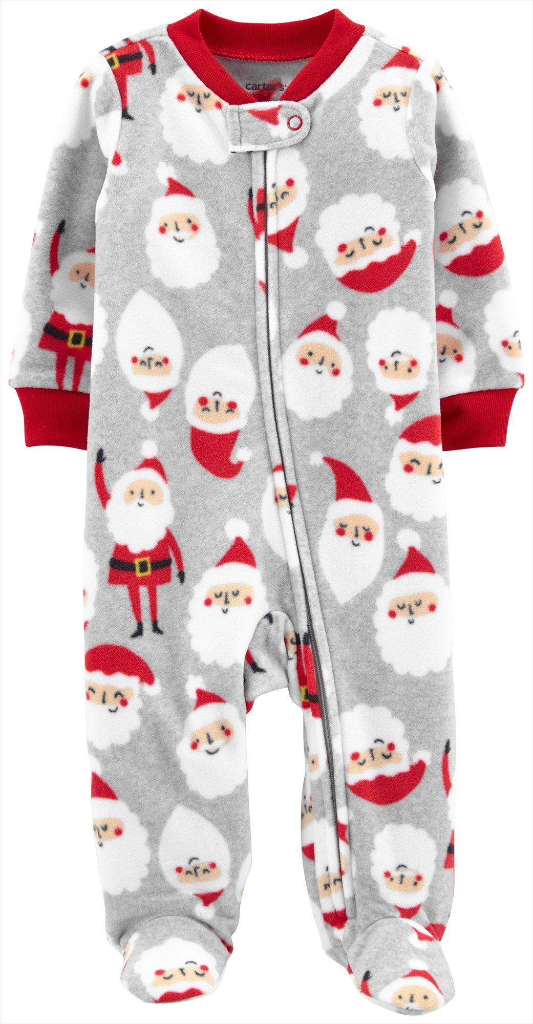 Carter's Kid's Print Santa Fleece Footie Cinza Tamanho RECÉM-NASCIDO
