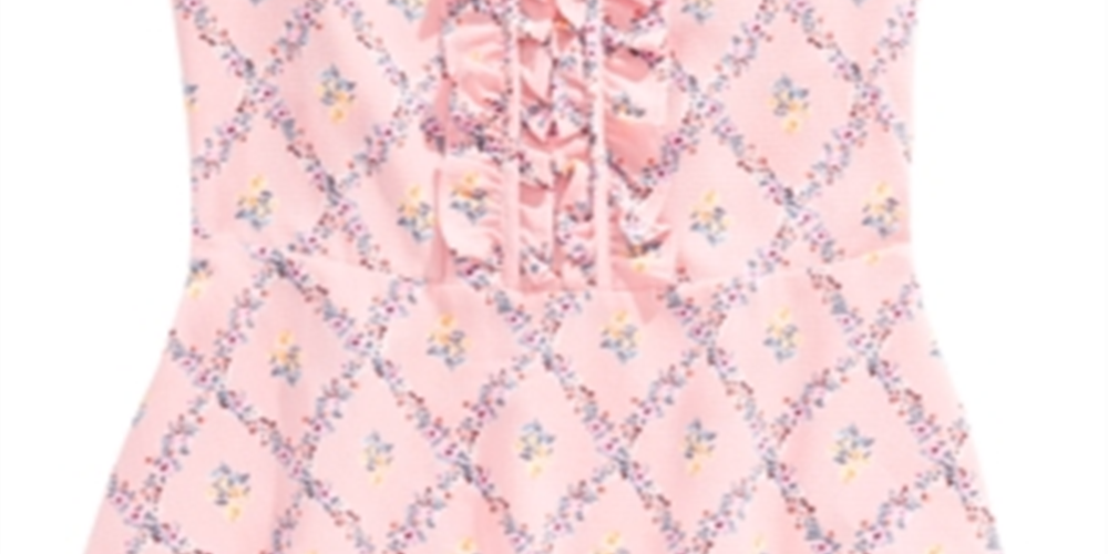 Top com babados e estampa floral Monteau Big Girl, rosa, tamanho extragrande