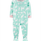 Pijama Carter's Infantil para Meninas com Pés de Algodão e Animais da Floresta, Verde, Tamanho 3T