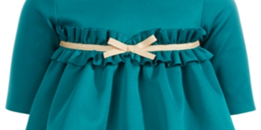 Vestido infantil com babados e laço Scuba First Impressions para meninas, verde, tamanho 6-9 M
