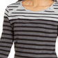 Karen Scott Blusa Feminina Listrada Colorblock com Acabamento em Rebites Cinza Tamanho X-S