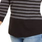 Karen Scott Blusa Feminina Listrada Colorblock com Acabamento em Rebites Cinza Tamanho X-S