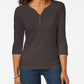 Karen Scott Top Henley de algodão feminino cinza tamanho GG