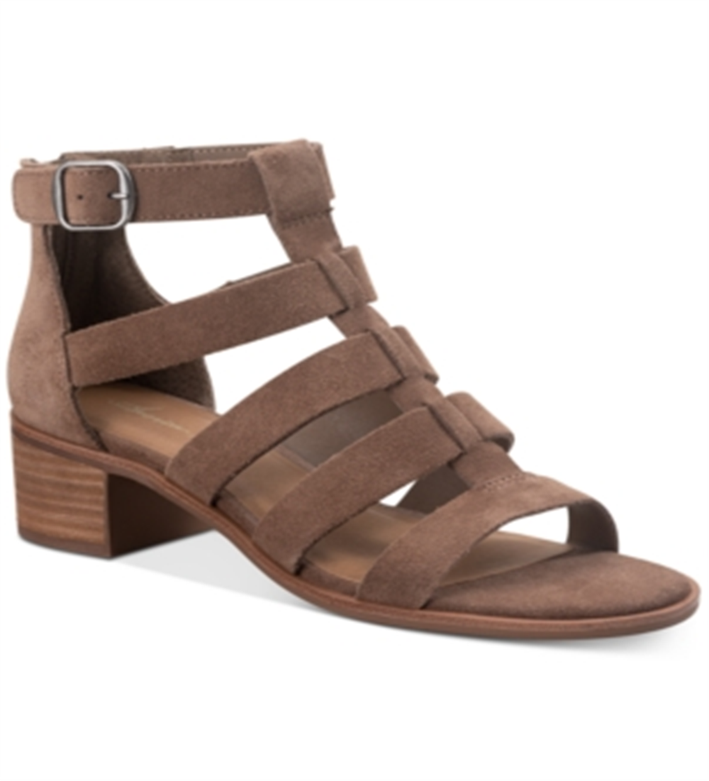 Sandálias de couro American Rag Sonia Gladiator - Camurça cinza taupe, tamanho 6,5