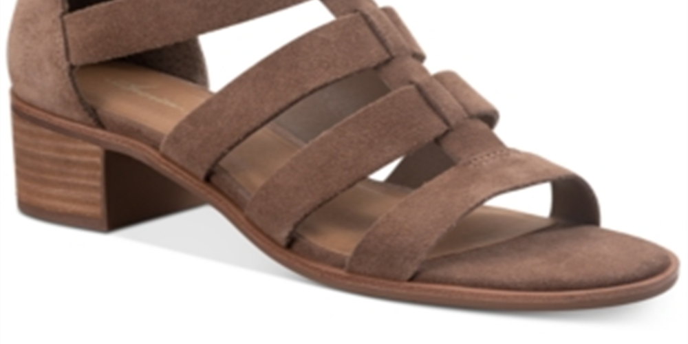 Sandálias de couro American Rag Sonia Gladiator - Camurça cinza taupe, tamanho 6,5